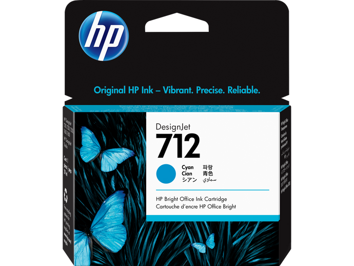 HP 712 29ml Cyan DesignJet Ink Cartridge, 3ED67A