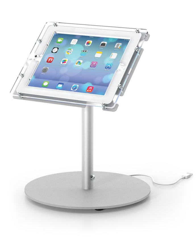 Ipad Countertop Stand | Round Base | Silver