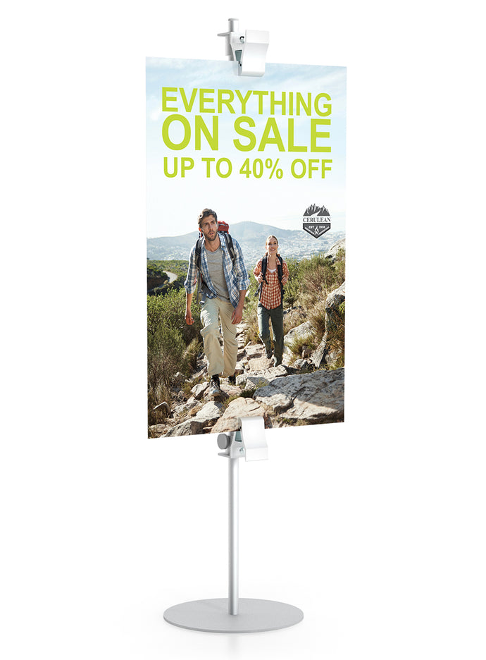 Clamp Stand | 28 Inch Tall | 2-sided Mini | Silver