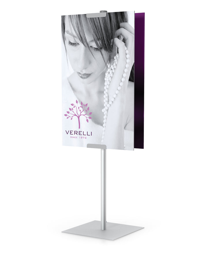Sign Easel | Double Sided With round Base | Silver