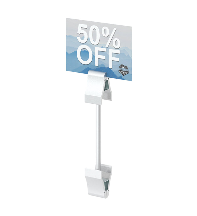 Double Clamp on 6 Inch Signholder - 6 Inch Rod Separate | Silver