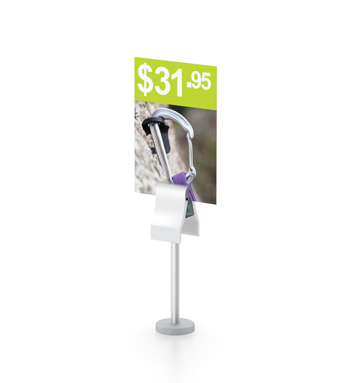 Magnetic Clamp Signholder - 1-1/2 Inch O.D. Magnet With 15 Pound Rated Pull Strength. 4 Inch Long Stem | Silver