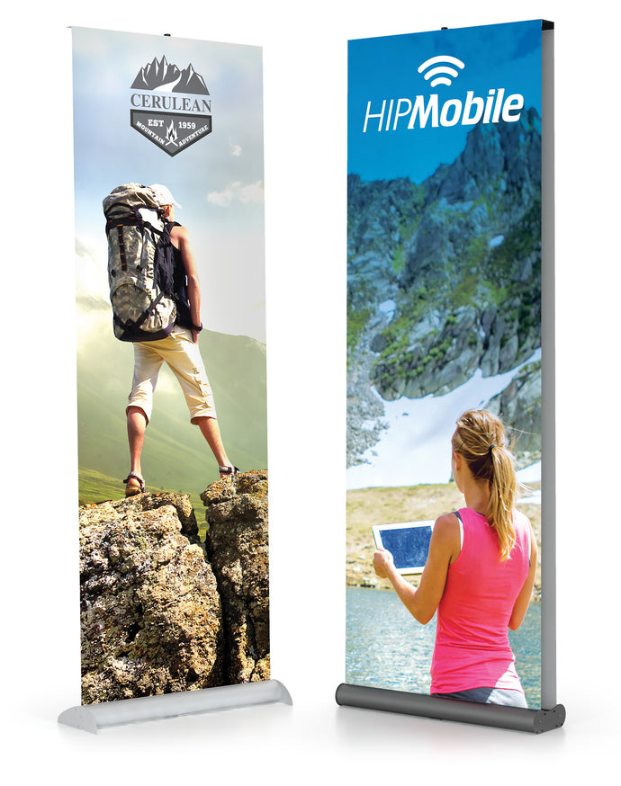 Ry4 Banner Stand 24 Double Sided | Silver With Hard Case