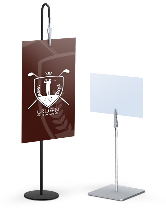 Miniclip Signholder | 18 High Sq Base | Angle | Black
