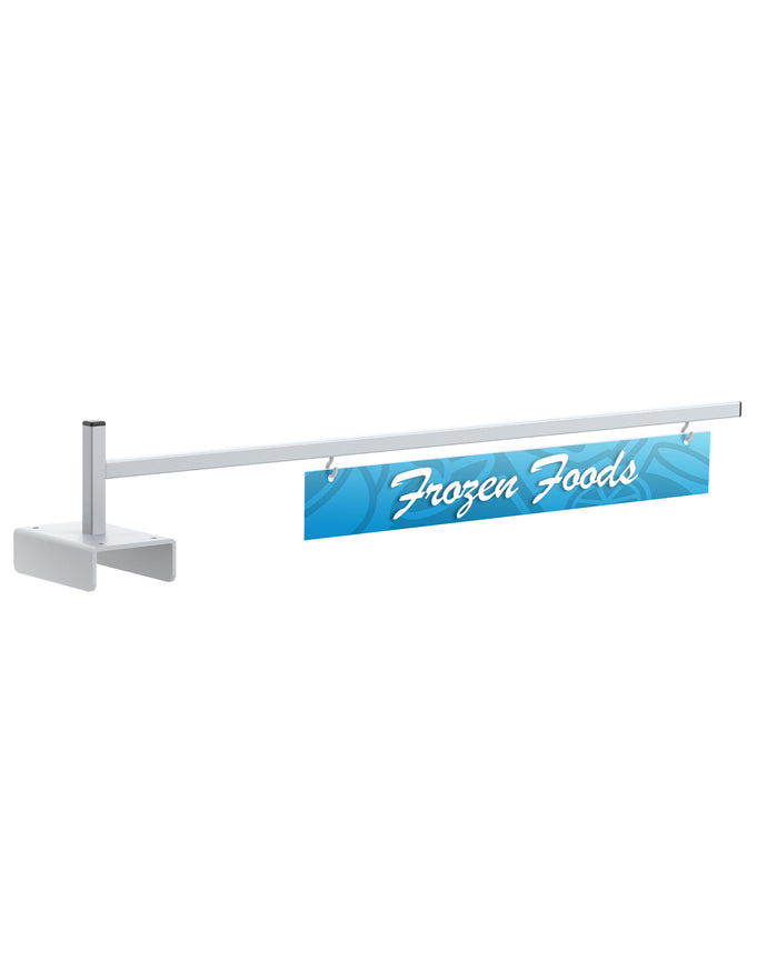 Stellar Aisle Marker | Straight 24 Inch Arm | 3 Inch Upright | 4 Inch U-base With 4 Top Mounting Holes