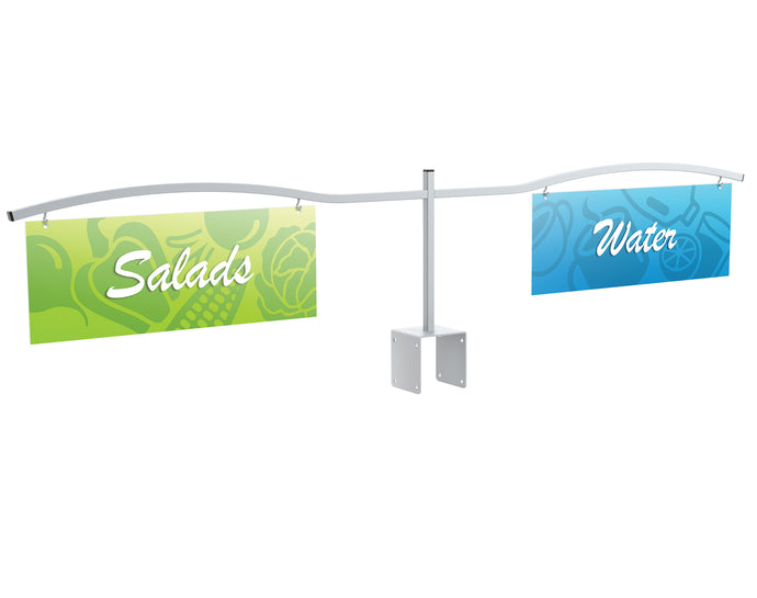 Stellar Aisle Marker | Double 24 Inch Wing | 9 Inch Upright | 4 Inch U-base With 8 Mounting Holes | Black