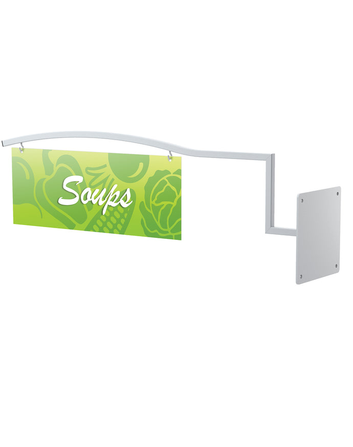 Stellar Aisle Marker | Curved 24 Inch Arm | 5-1/2 Inch Step Upright | 6 Inch Square Mount | Black