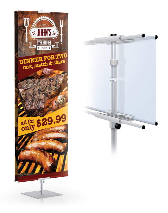 Classic Banner Stand 36 Wide Travel Base | Silver