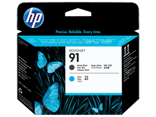 HP 91 Matte Black and Cyan DesignJet Printhead | C9460A